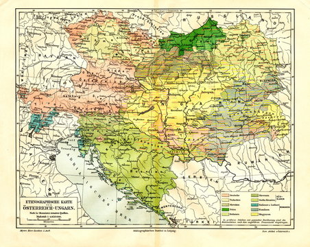Ethnographic map of Austria-Hungary (from Meyers Lexikon, 1896, 13/288/289)