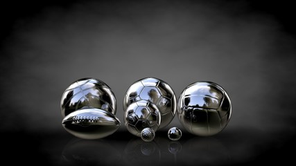 3d rendering of a metalic reflective balls on a dark background