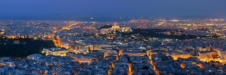 Fototapeta na wymiar Athens skyline from Mt Lykavitos panorama