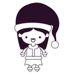 santa claus woman cartoon full body face mouth open expression on dotted monochrome silhouette