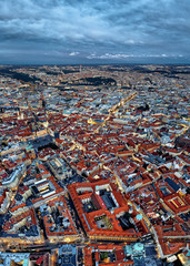 Historical centre of Prague. view from the height of bird flight