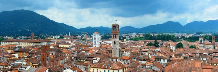 Lucca skyline tower panorama - obrazy, fototapety, plakaty