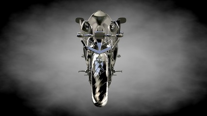 Fototapeta na wymiar 3d rendering of a metalic reflective motor on a dark background