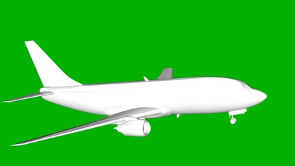isolated white 3d rendering of an airplane on a green background