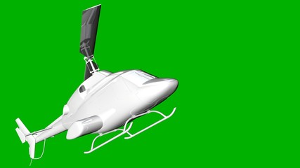 isolated white 3d rendering of a helicopter on a green background