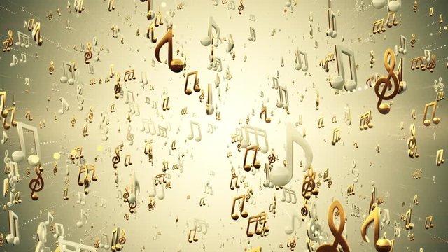 Music Notes Abstract Loop Background Gold