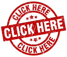 click here round red grunge stamp