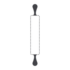 wooden rolling pin black silhouette and dotted contour