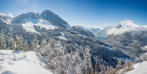 Alpen Panorama Winter vom Gipfel