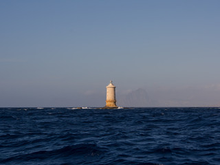 Fototapeta premium Scogli Porcelli Lighthouse near Trapani, Sicily, Italy