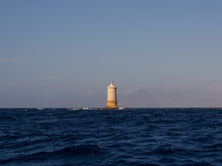 Scogli Porcelli Lighthouse near Trapani, Sicily, Italy