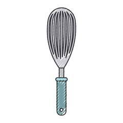 whisk kitchen utensil colored crayon silhouette