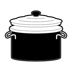 cooking pot with lid black silhouette