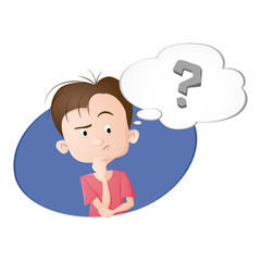 A boy thinking a thought