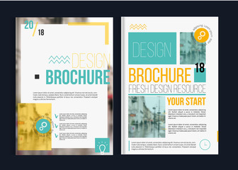 Vector brochure cover templates with blured city landscape. Business book cover design, flyer, professional corporate identity style for presentations