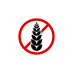 Gluten free grain vector icon symbol. Wheat healthy food label. Gluten bread diet sign