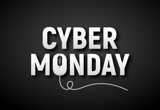 Cyber monday sale vector illustration. Cyber monday advertisign with mouse. Online sale backgrund design