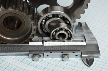 caliper with gears and bearings