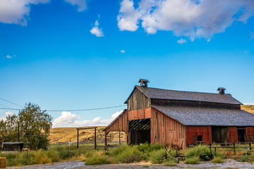 Old red barn in eastern Oregon.