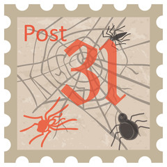 Halloween, postage stamp, vintage style