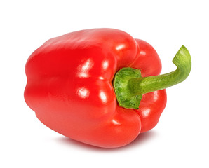 Fresh pepper red bell isolated on white background with clipping path