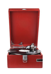 Vintage gramophone isolated on white
