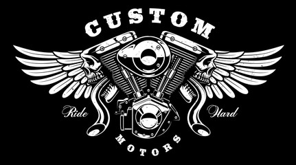 Monster engine with wings t-shirt design (on dark background)