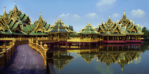 buddhist temple built on lake 