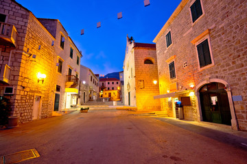 Street of Bol on Brac island evening view