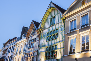 Old architecture of Troyes at night