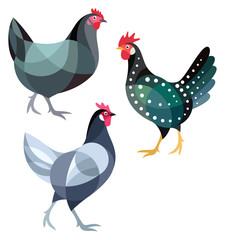 Stylized Chickens - Hens