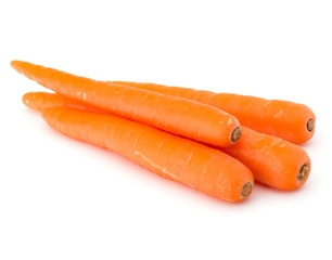 Sweet raw carrot tuber isolated on white background cutout