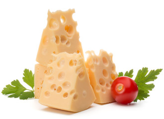 Cheese block isolated on white background cutout