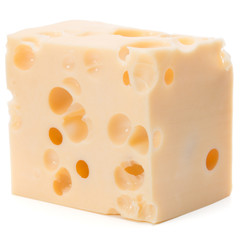 Cheese block isolated on white background cutout