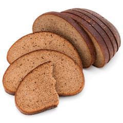 Fresh sliced rye bread loaf isolated on white background cutout