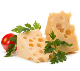 Cheese block isolated on white background cutout