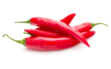 red chili or chilli cayenne pepper isolated on white  background cutout