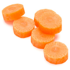 Naklejka na ściany i meble Chopped carrot slices isolated on white background cutout