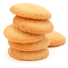 stacked short pastry cookies isolated on white background