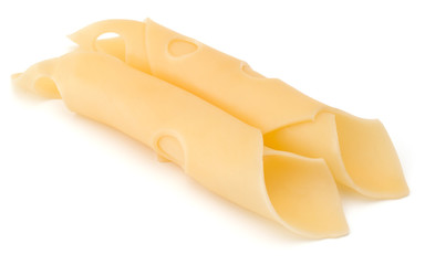 two Cheese slices isolated on white background