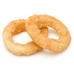 Crispy deep fried onion or Calamari ring isolated on white background