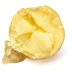 one boiled peeled potato half isolated on white background cutout