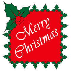 Merry Christmas greeting card, holly design elements