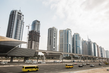 Fototapeta na wymiar View of Sheikh Zayed Road skyscrapers in Dubai, UAE