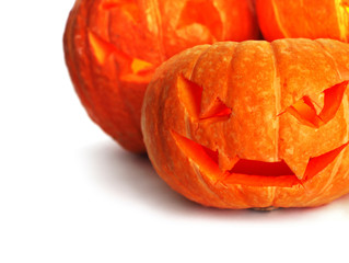 Halloween pumpkins on white