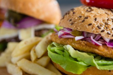 Extreme close up of burger