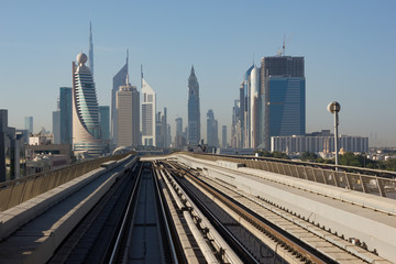 Fototapeta na wymiar metro subway tracks in the united arab emirates