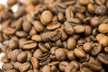 Coffee grains close-up