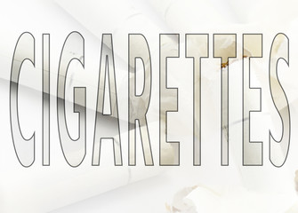 Word cigarettes on a white background