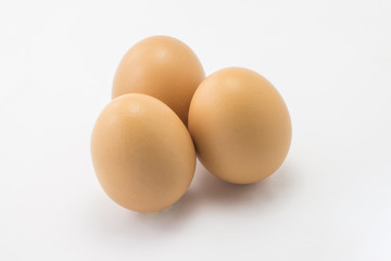 Eggs stand on white background